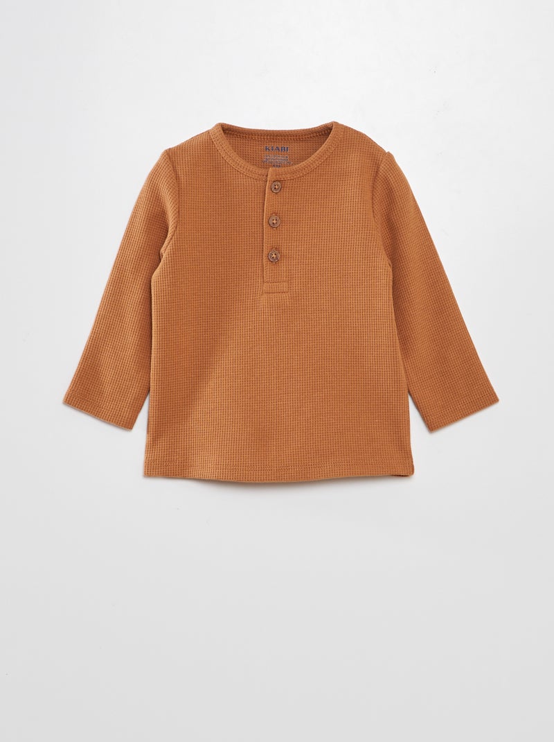 T-shirt em tecido gofrado LARANJA - Kiabi