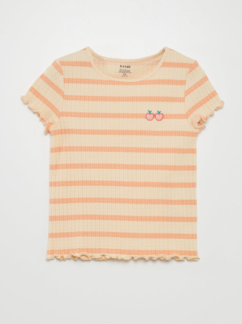 T-shirt em tecido gofrado LARANJA - Kiabi