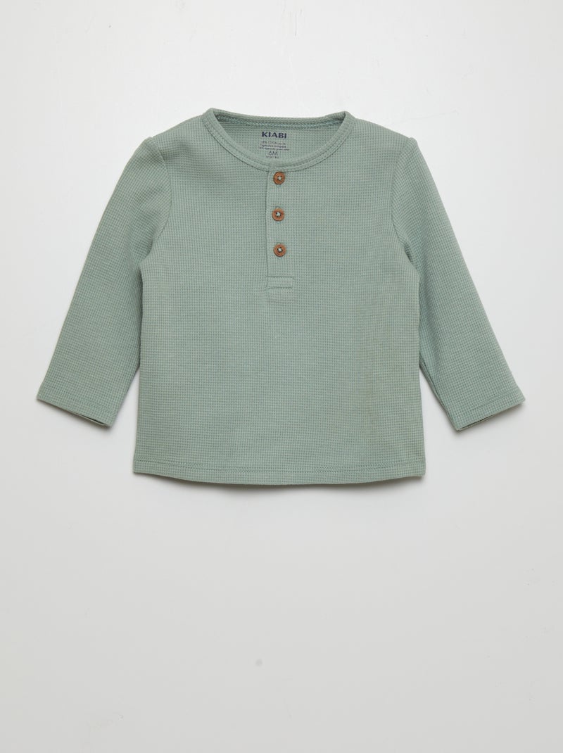 T-shirt em tecido gofrado VERDE - Kiabi