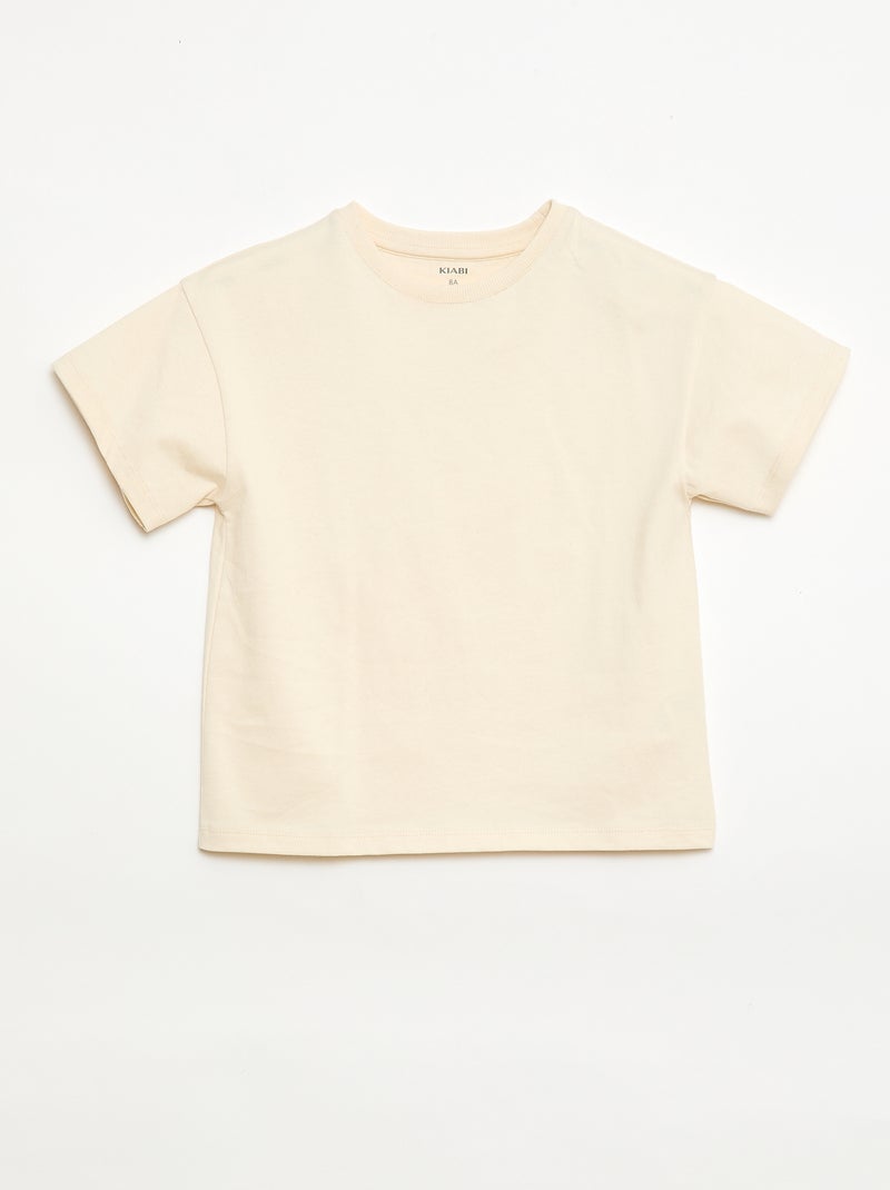 T-shirt em Tough Cotton mangas curtas Bege - Kiabi