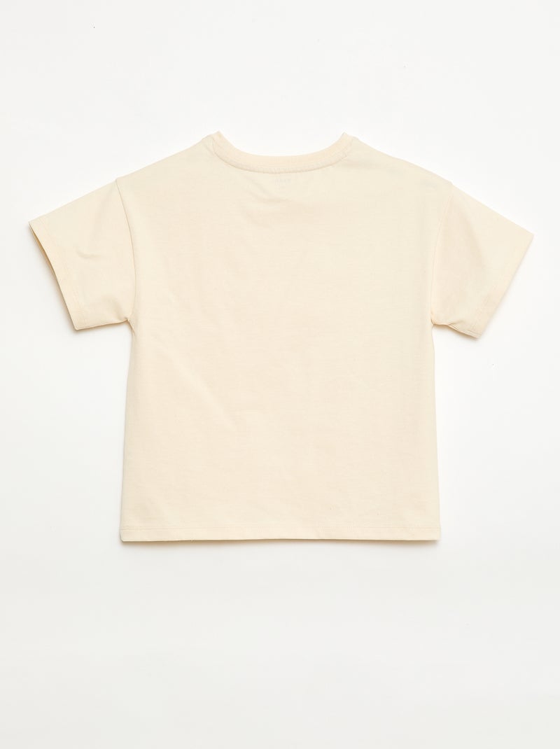 T-shirt em Tough Cotton mangas curtas Bege - Kiabi