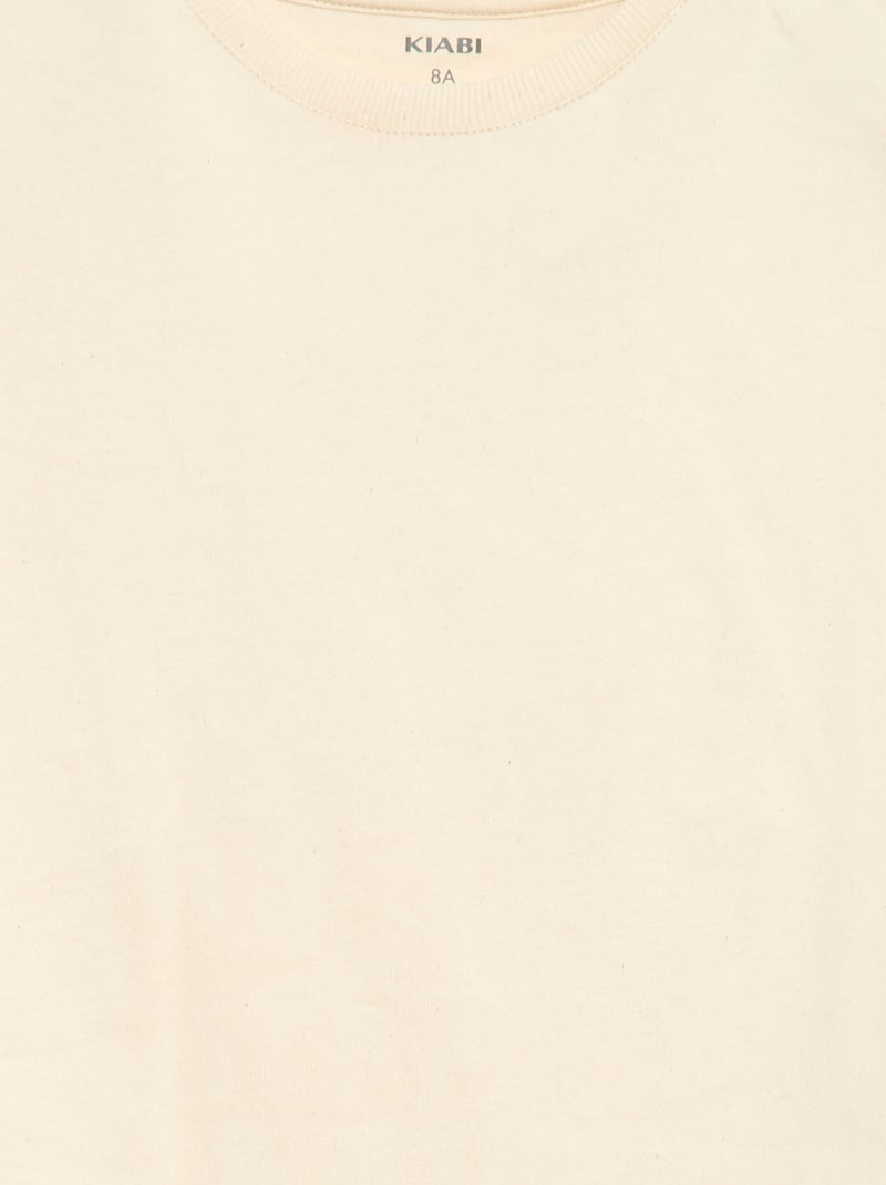T-shirt em Tough Cotton mangas curtas Bege - Kiabi