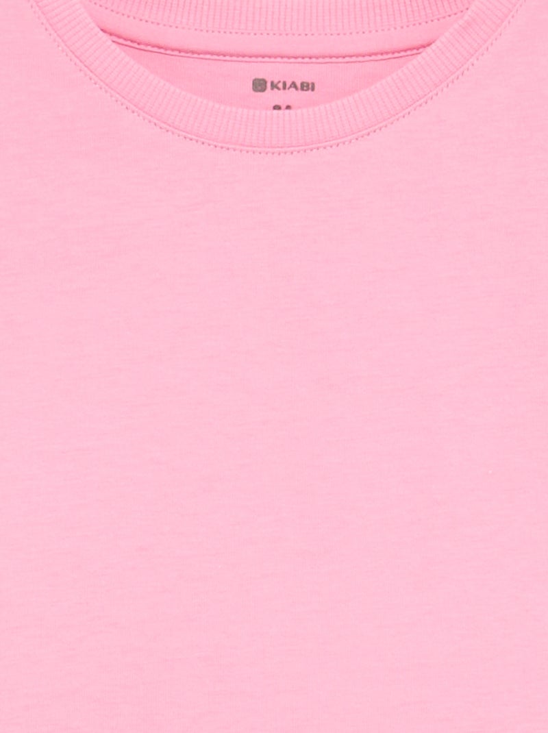 T-shirt em Tough Cotton mangas curtas Rosa - Kiabi