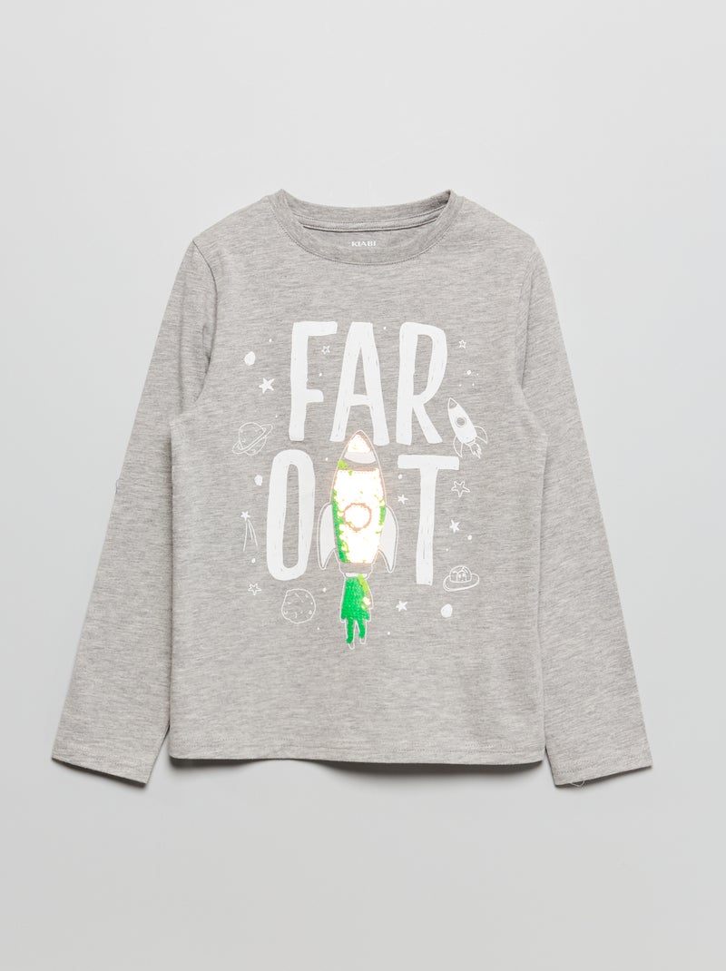 T-shirt 'espaço' com lantejoulas CINZA - Kiabi