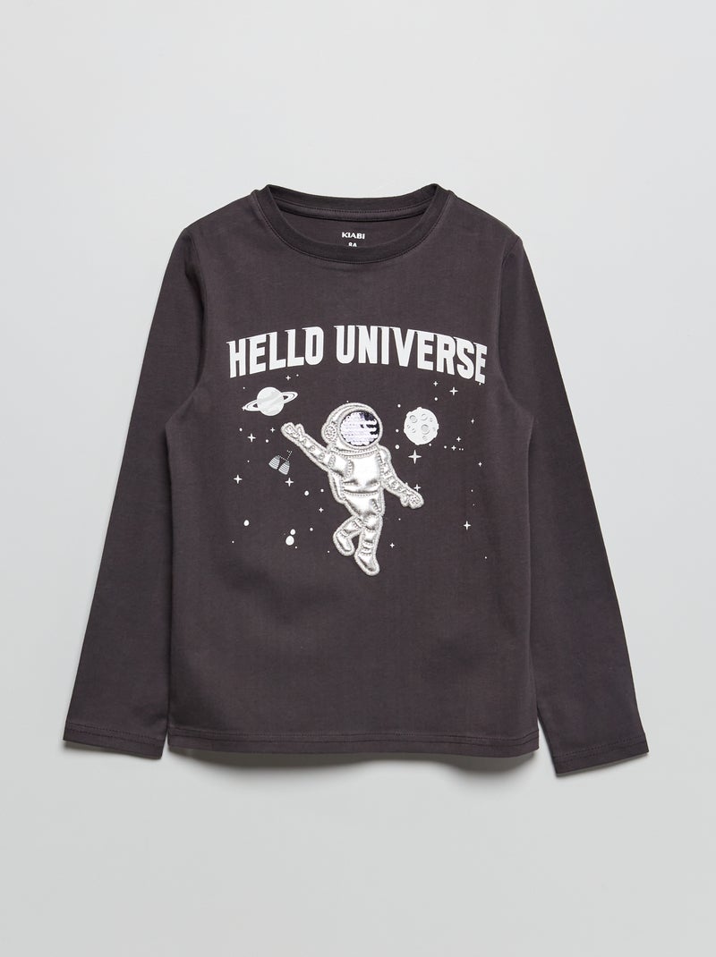T-shirt 'espaço' com lantejoulas CINZA - Kiabi