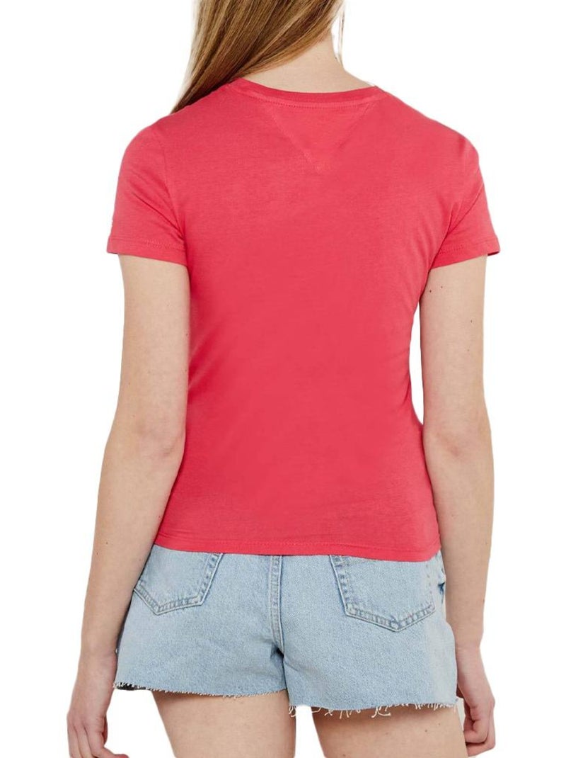 T-shirt Essencial Rosa para Mulher Tommy Hilfiger Framboesa - Kiabi