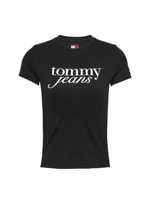 T-shirt essencial tommy hilfiger para mulher em preto - Kiabi
