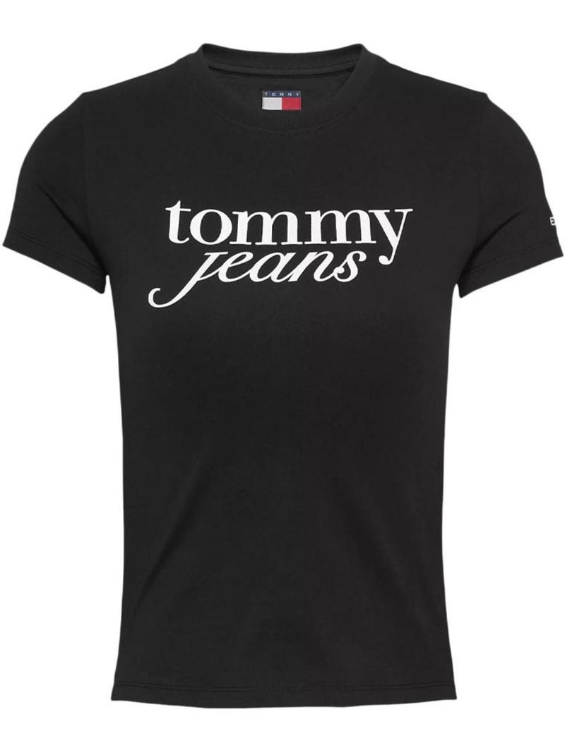 T-shirt Essencial Tommy Hilfiger para Mulher em Preto Preto - Kiabi