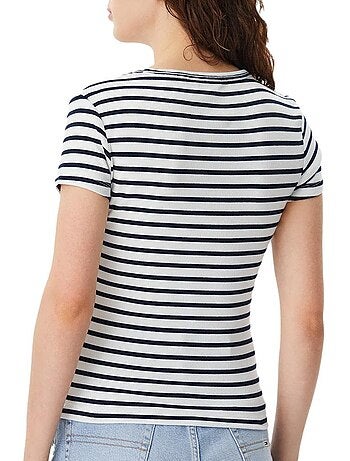 T-shirt Essencial Tommy Hilfiger para Mulher em Preto/Branco