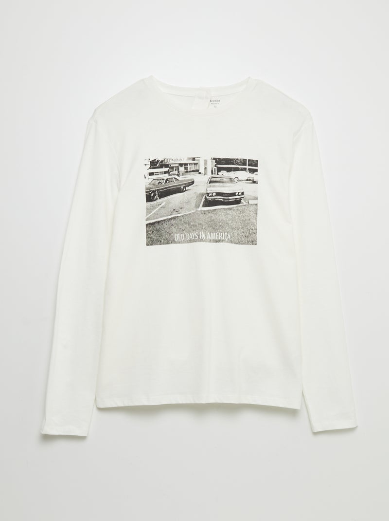 T-shirt estampada - coleção fácil de vestir BRANCO - Kiabi