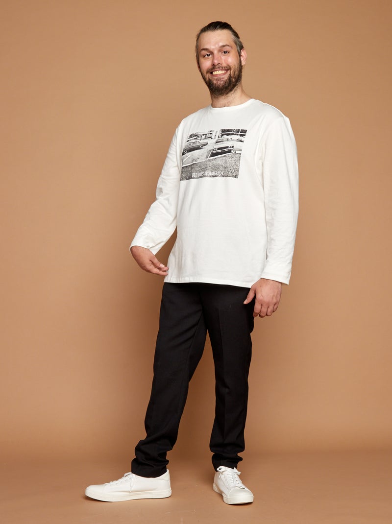T-shirt estampada - coleção fácil de vestir BRANCO - Kiabi