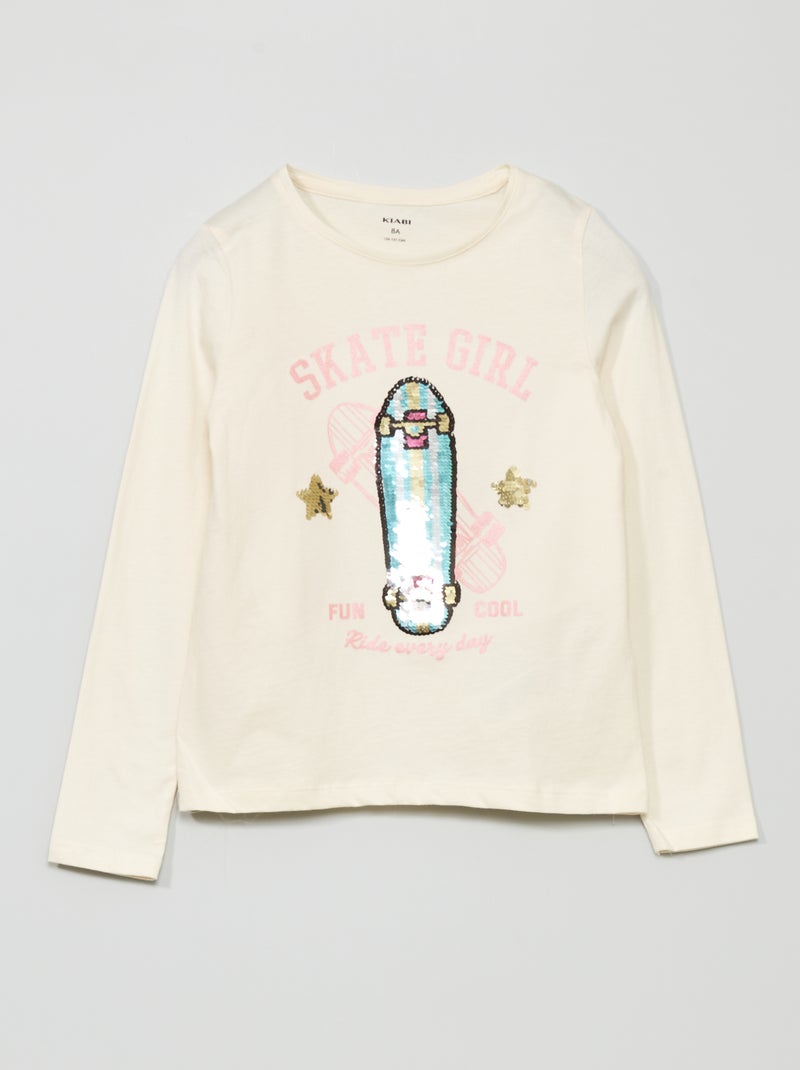 T-shirt estampada  - Manga curta BEGE - Kiabi