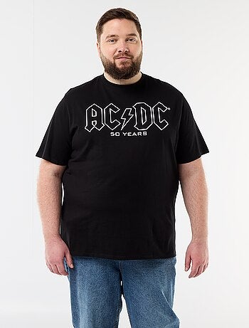 T-shirt estampada à frente e atrás 'ACDC' de manga curta