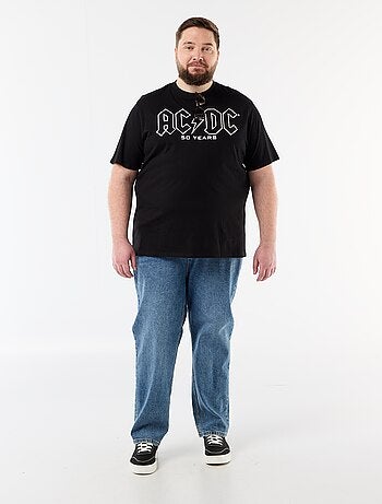 T-shirt estampada à frente e atrás 'ACDC' de manga curta