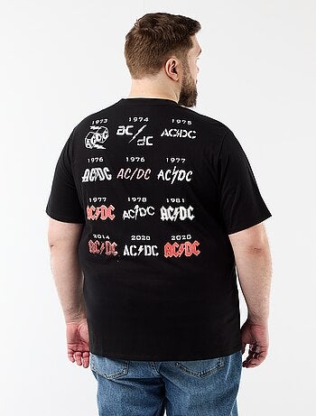 T-shirt estampada à frente e atrás 'ACDC' de manga curta