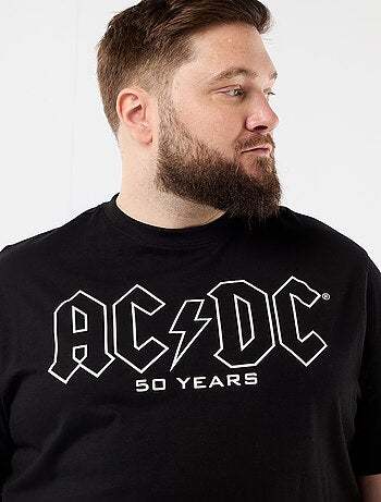 T-shirt estampada à frente e atrás 'ACDC' de manga curta