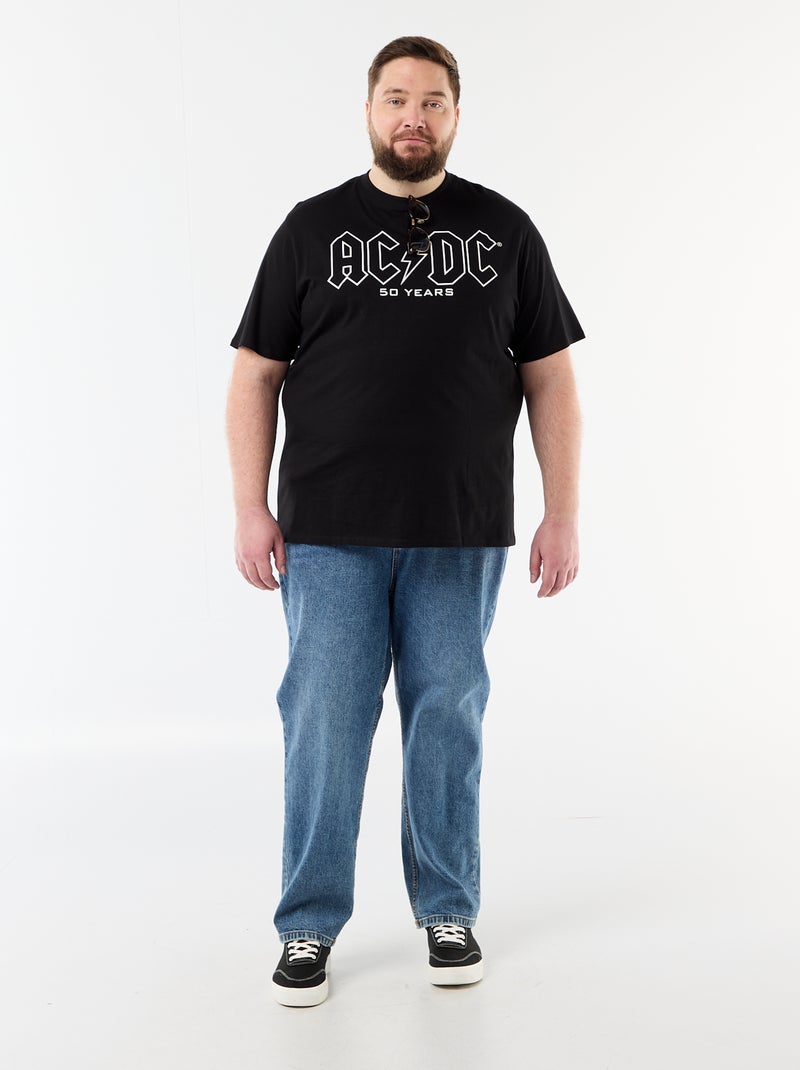 T-shirt estampada à frente e atrás 'ACDC' de manga curta Preto - Kiabi
