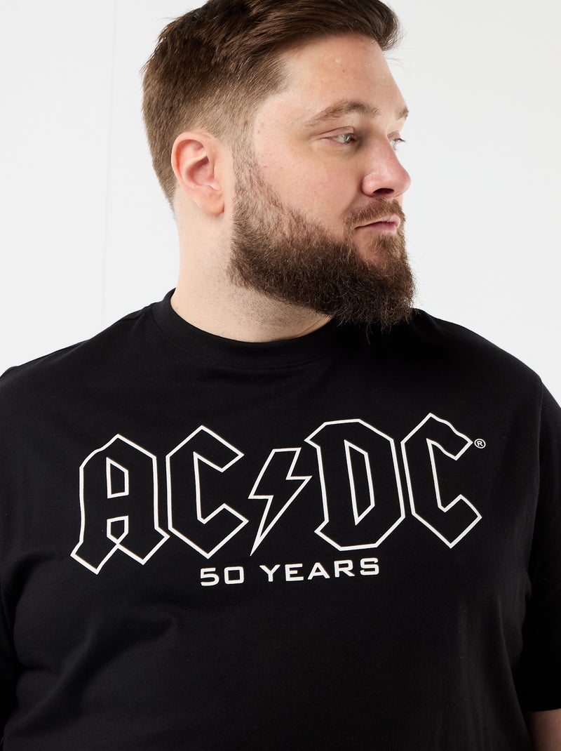 T-shirt estampada à frente e atrás 'ACDC' de manga curta Preto - Kiabi