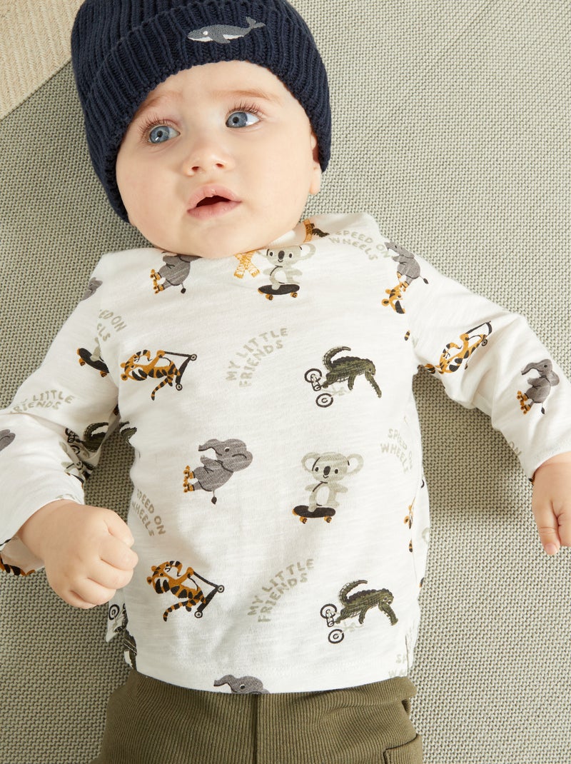 T-shirt estampada 'animais' BRANCO - Kiabi