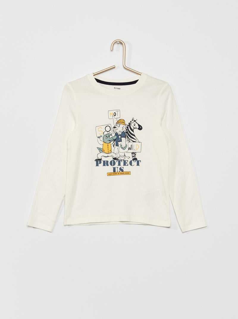T-shirt estampada 'Animais' BRANCO - Kiabi