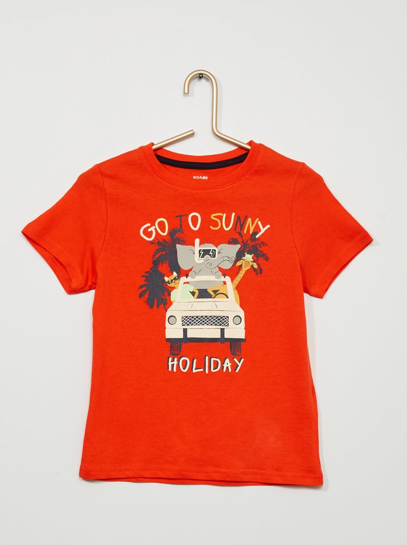 T-shirt estampada 'animais' VERMELHO - Kiabi