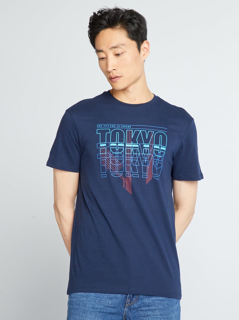 T-shirt estampada AZUL - Kiabi