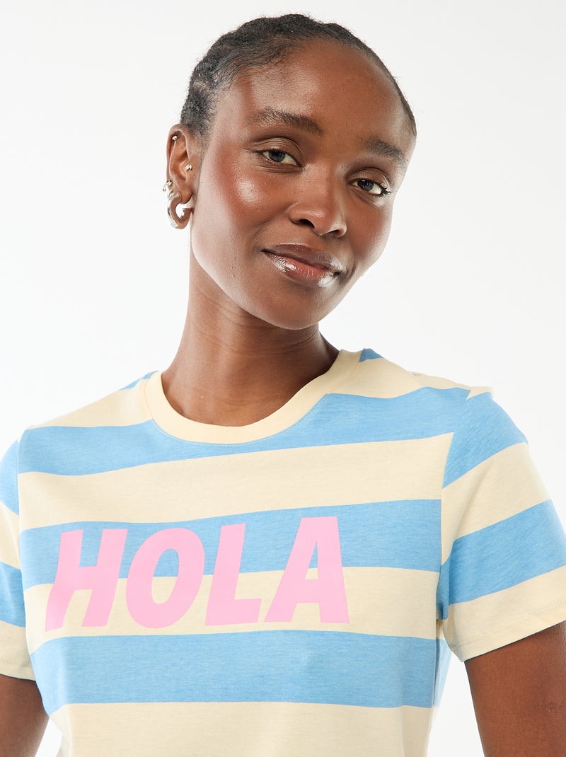 T-shirt estampada Azul - Kiabi