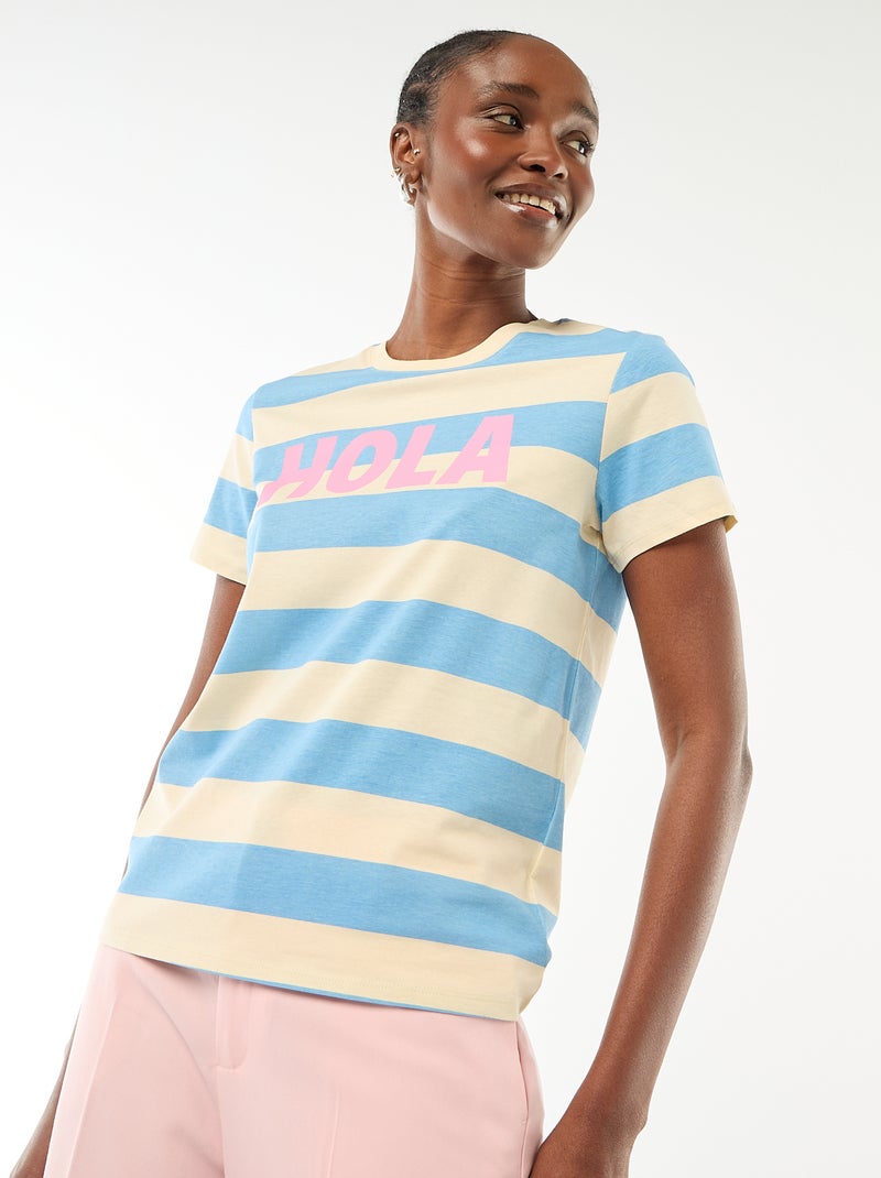 T-shirt estampada Azul - Kiabi