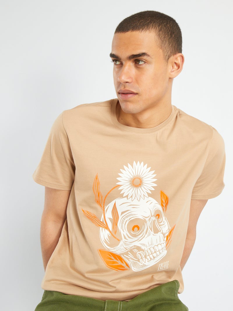 T-shirt estampada BEGE - Kiabi