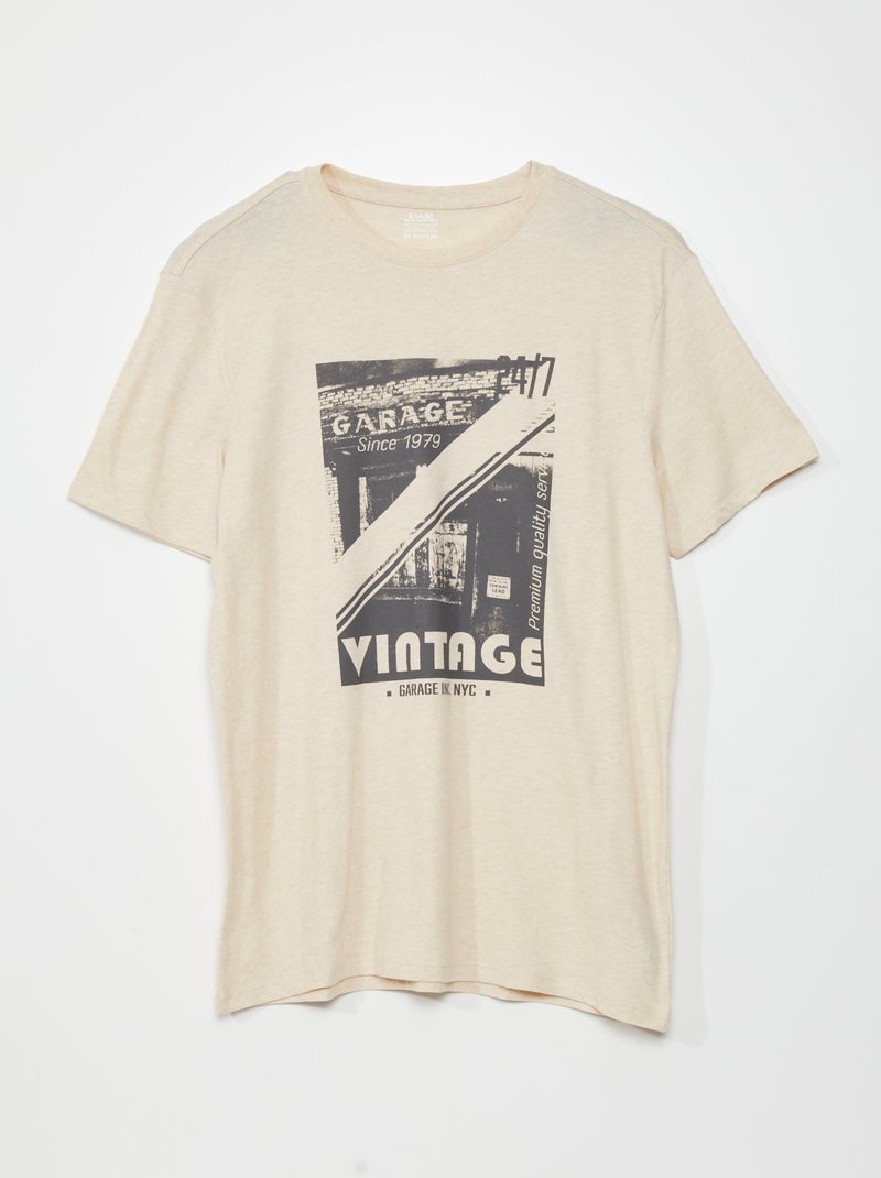 T-shirt estampada BEGE - Kiabi