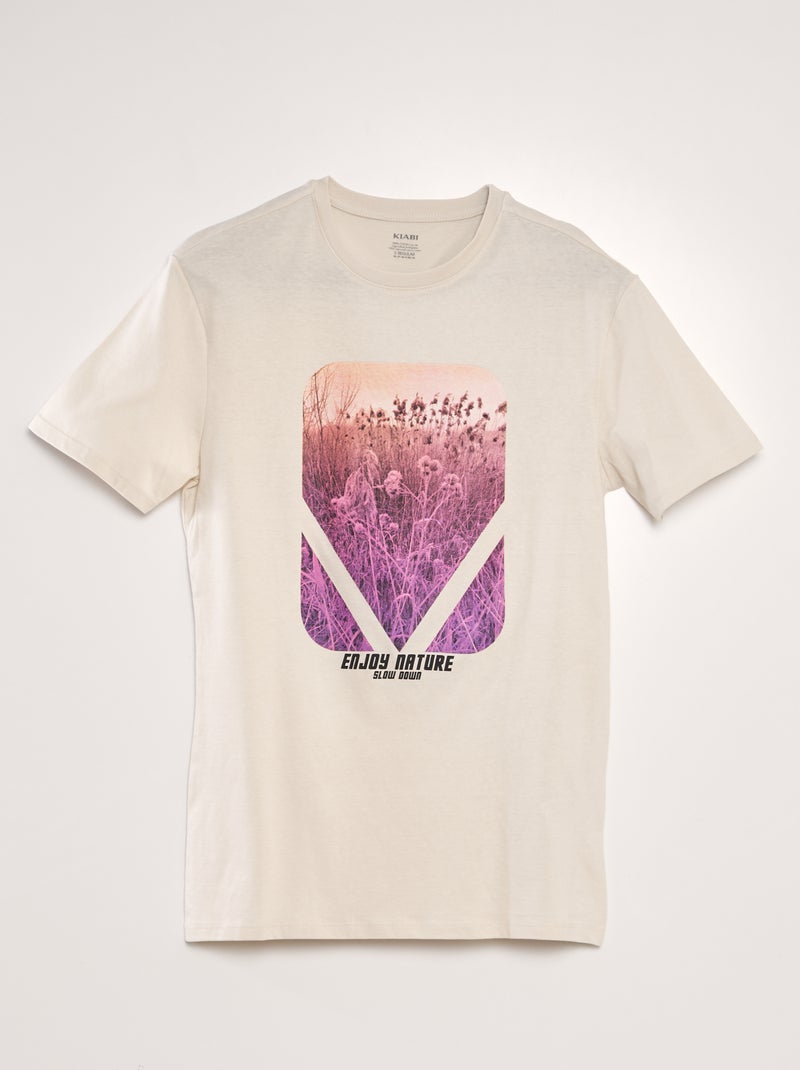 T-shirt estampada BEGE - Kiabi