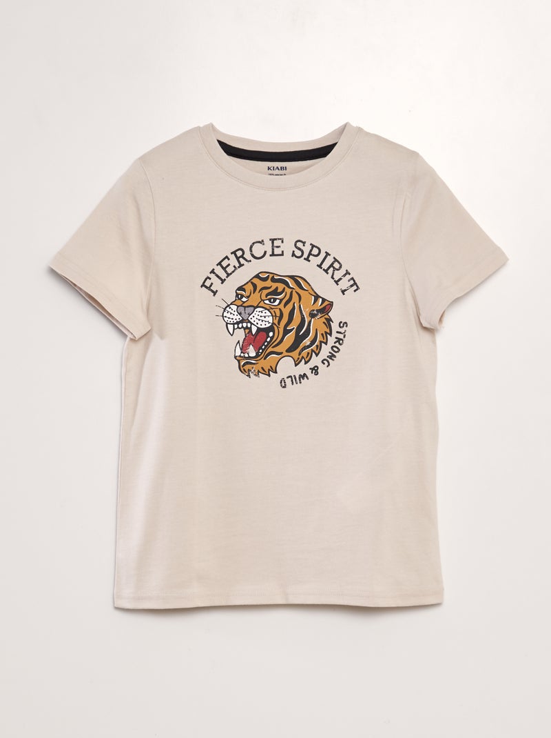T-shirt estampada BEGE - Kiabi