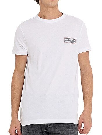 T-shirt estampada branca para homem tommy hilfiger