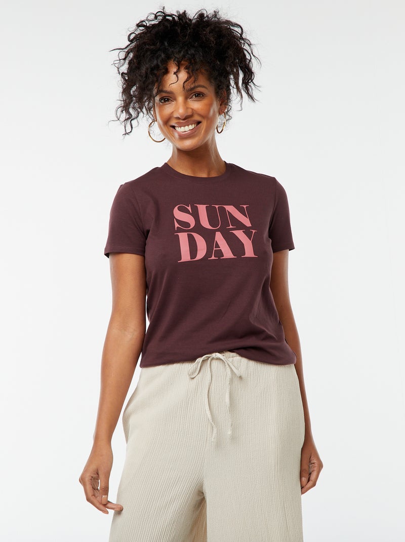 T-shirt estampada Castanho - Kiabi