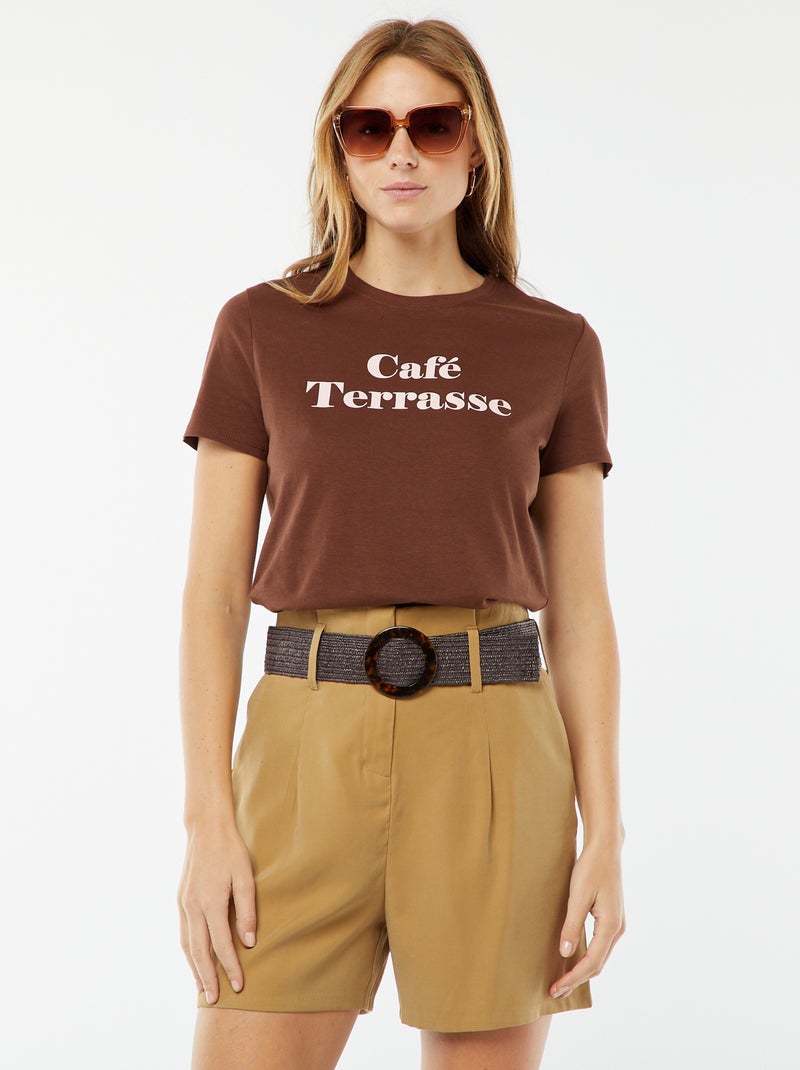 T-shirt estampada Castanho - Kiabi