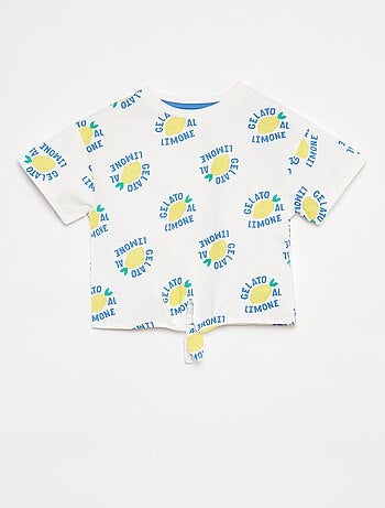T-shirt estampada com atilho para atar na base