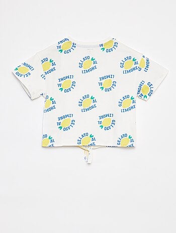 T-shirt estampada com atilho para atar na base
