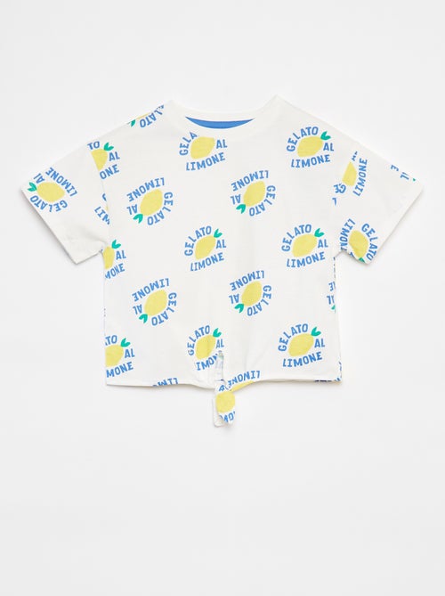 T-shirt estampada com atilho para atar na base - Kiabi