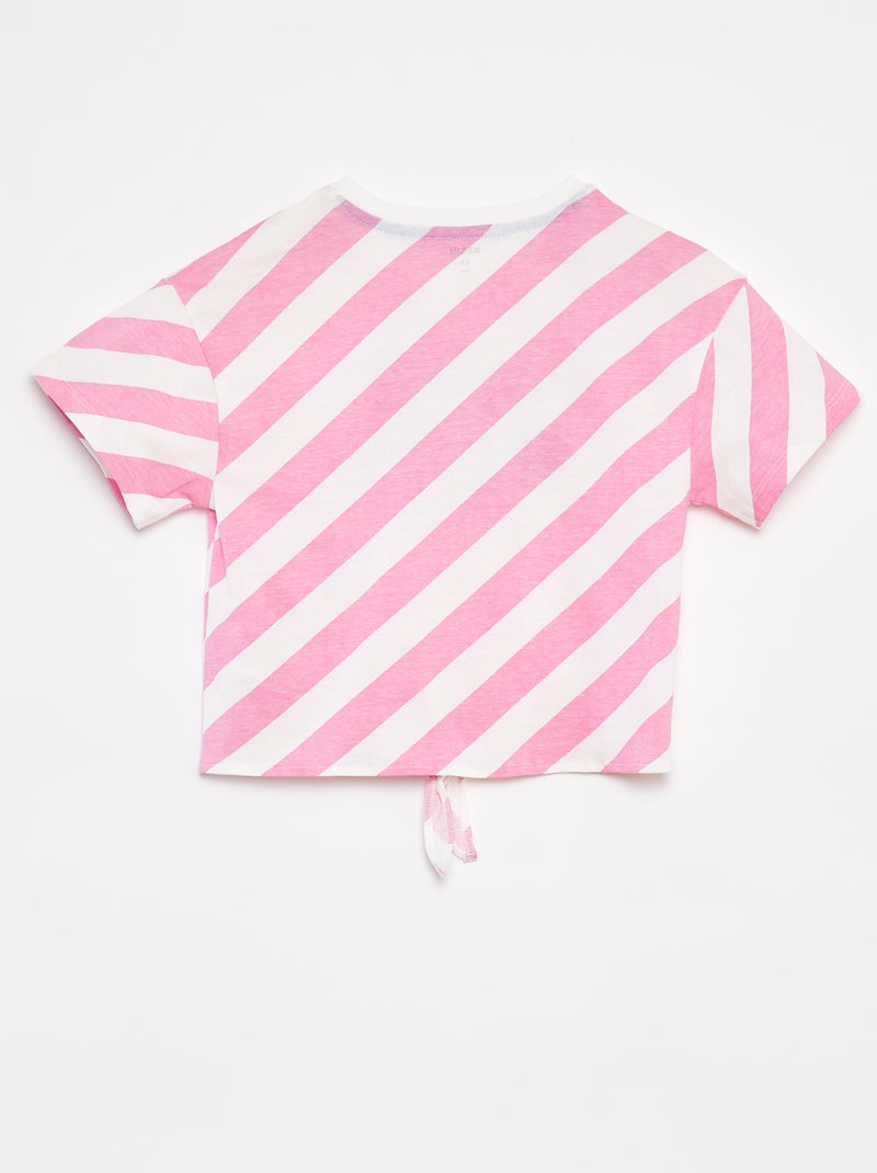 T-shirt estampada com atilho para atar na base ROSA - Kiabi