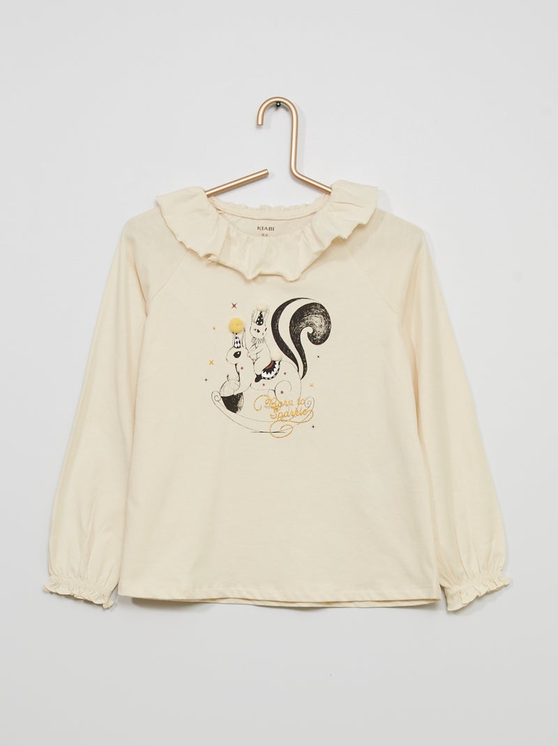 T-shirt estampada com cabeção BRANCO - Kiabi