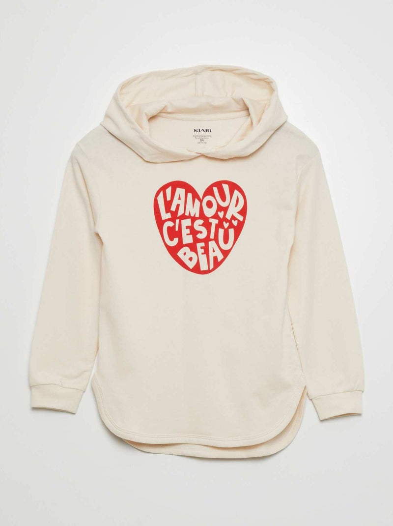 T-shirt estampada com capuz BRANCO - Kiabi