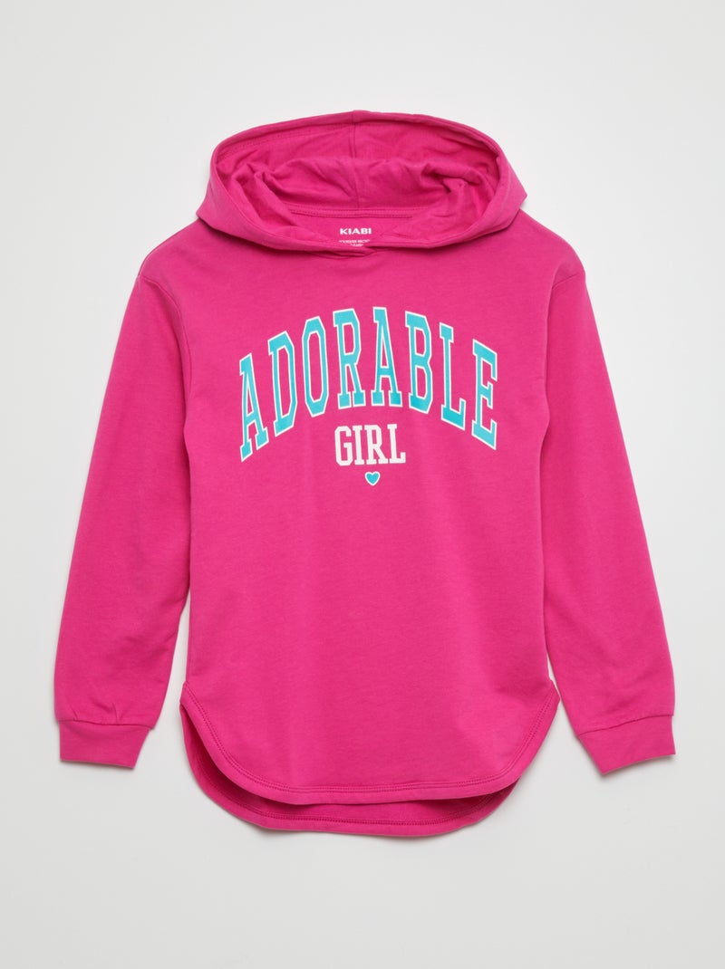 T-shirt estampada com capuz ROSA - Kiabi