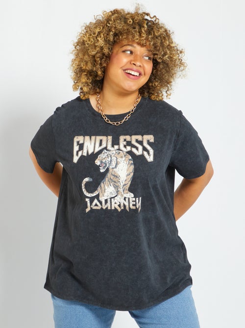 T-shirt estampada com efeito passado - Kiabi
