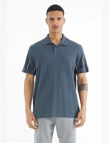 T-shirt estampada com gola polo tommy