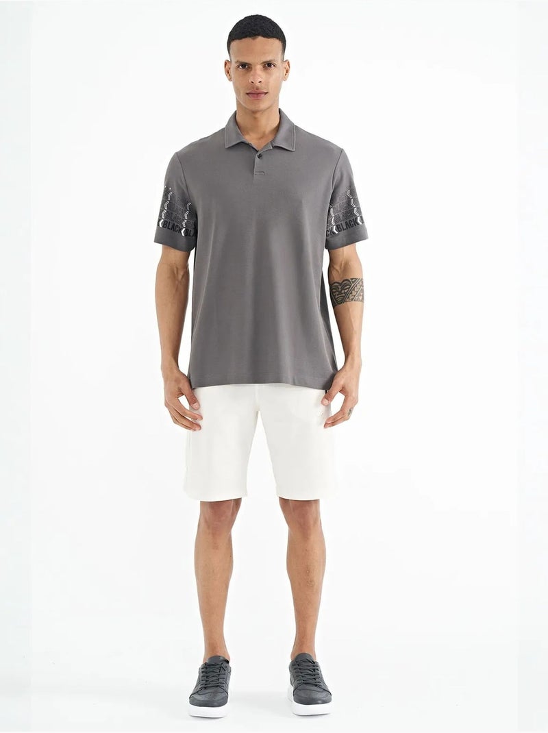 T-shirt estampada com gola polo tommy Cinza-preto - Kiabi