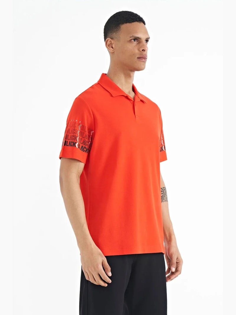 T-shirt estampada com gola polo tommy Laranja - Kiabi