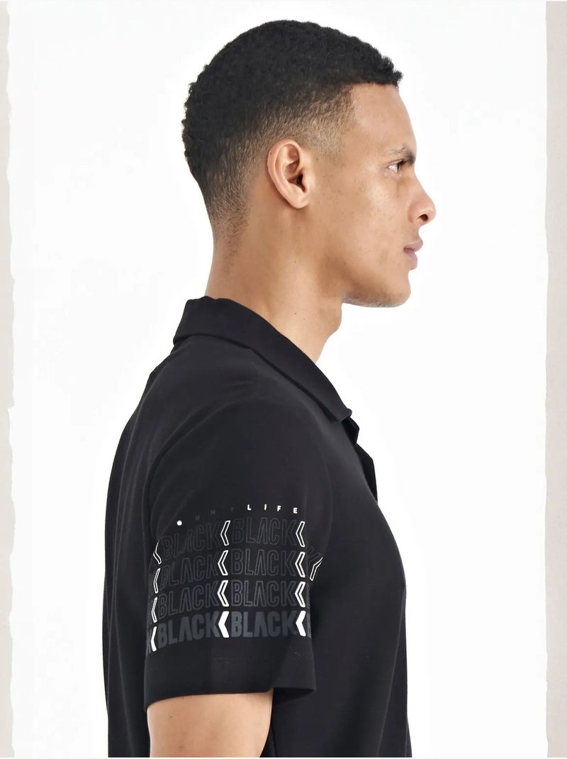 T-shirt estampada com gola polo tommy Preto - Kiabi