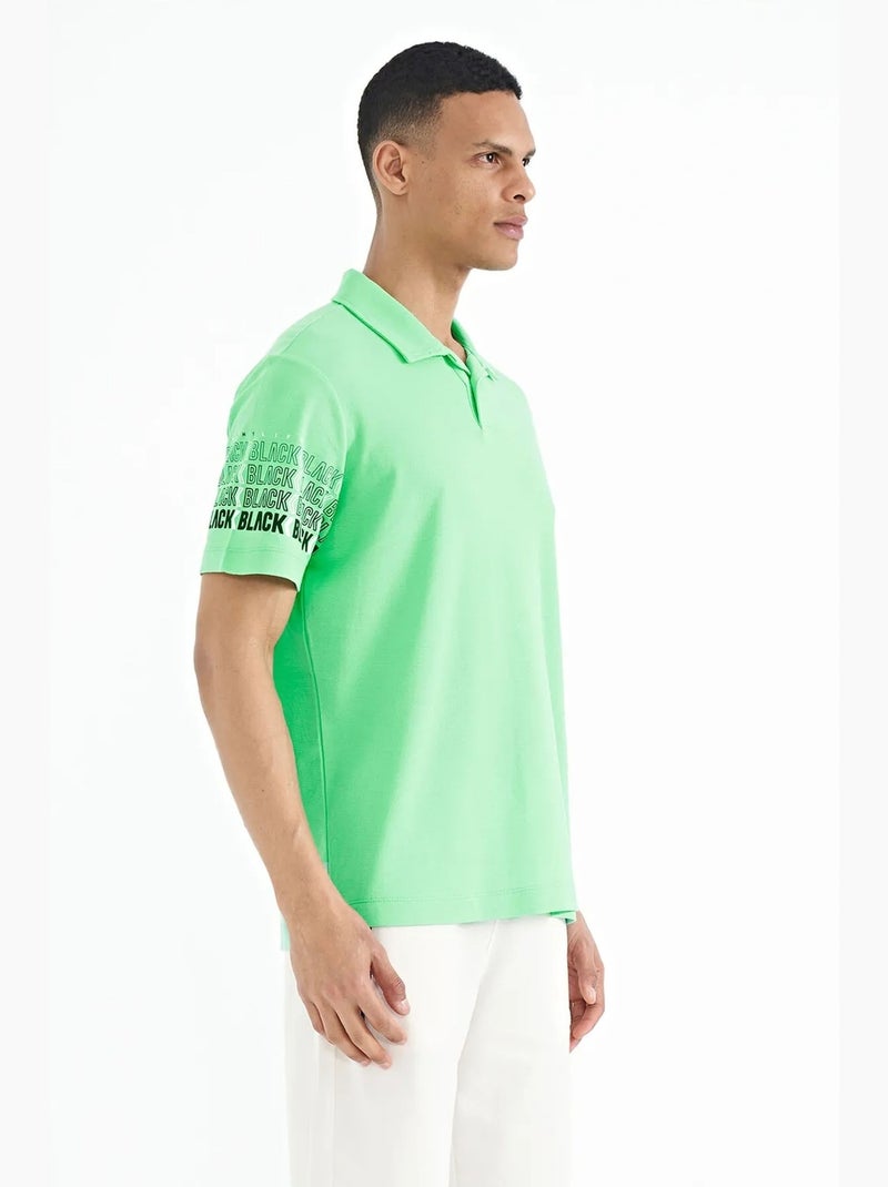T-shirt estampada com gola polo tommy Verde menta - Kiabi