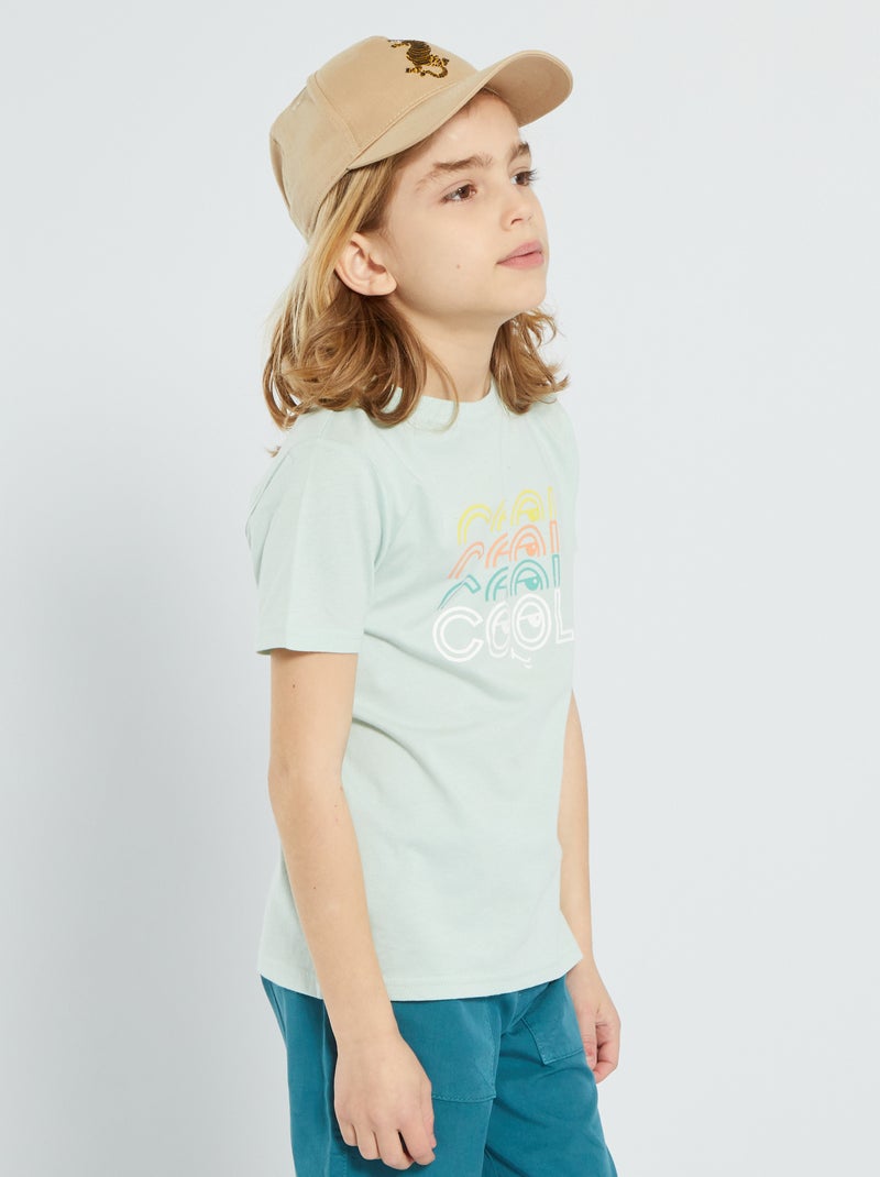T-shirt estampada com gola redonda AZUL - Kiabi