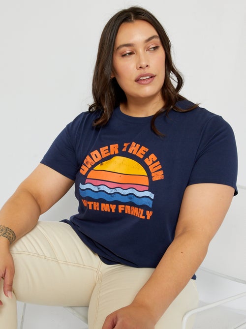T-shirt estampada com gola redonda - Kiabi